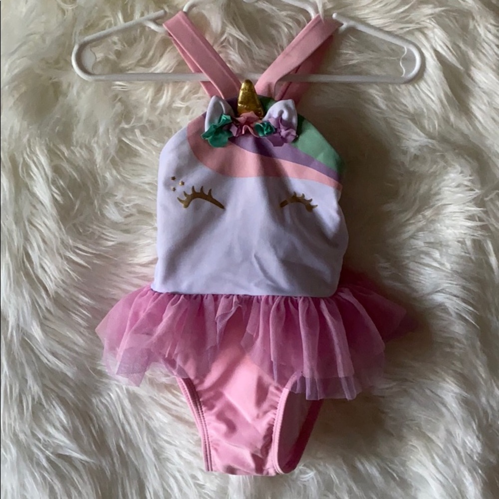 Cat & Jack Unicorn Face Tutu One Piece Swimsuit